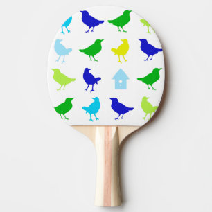 Painting of Coloured Birds by Chariklia Zarris Ping Pong Paddle