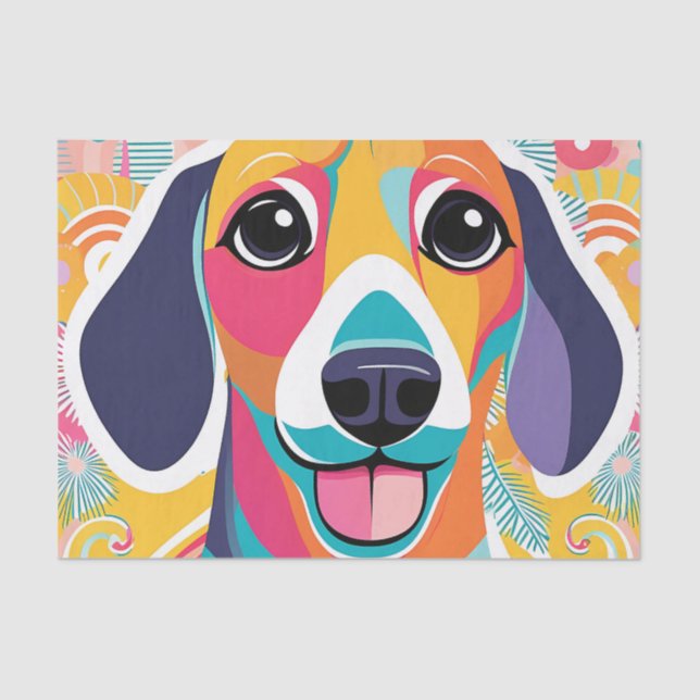 Painting of cute vibrant dachshund tissue paper (Front)