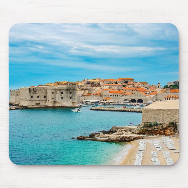 Painting of Dubrovnik beach Mouse Pad (Front)