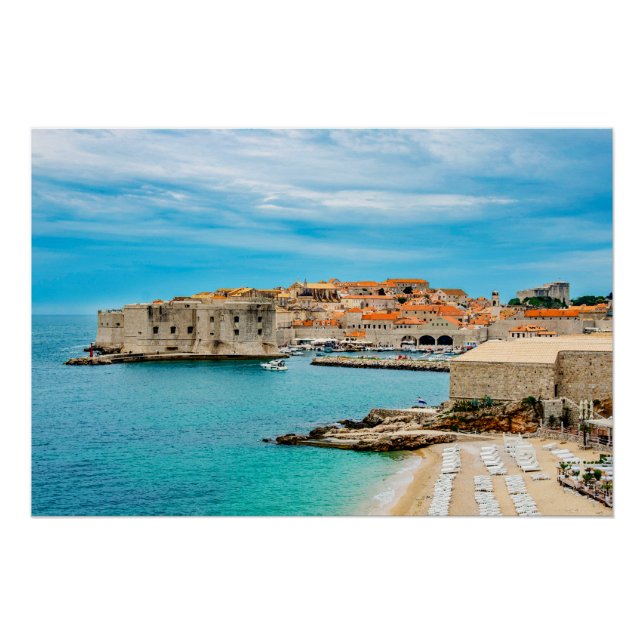 Painting of Dubrovnik beach Poster (Front)
