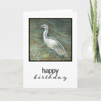 Painting Of Egret In Water Happy Birthday