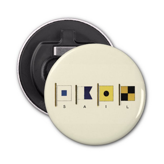 Painting of Four Flags with Sail Written Beneath Bottle Opener (Front)