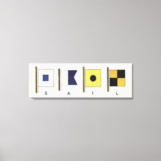 Painting of Four Flags with Sail Written Beneath Canvas Print (Front)