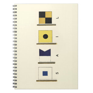 Painting of Four Flags with Sail Written Beneath Notebook