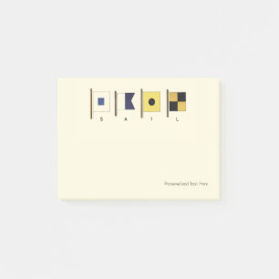 Painting of Four Flags with Sail Written Beneath Post-it Notes