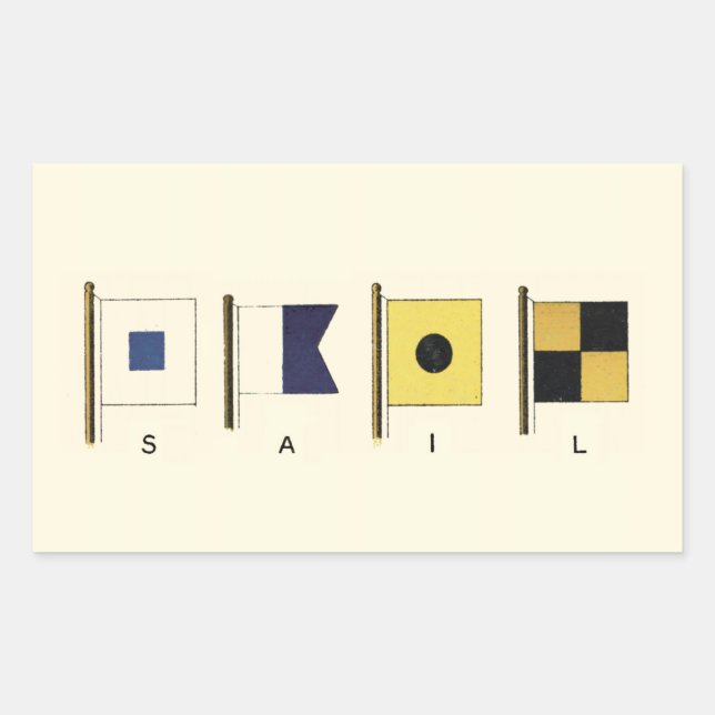 Painting of Four Flags with Sail Written Beneath Rectangular Sticker (Front)