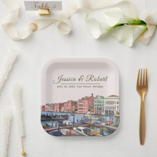 Painting of Grand Canal, Venice, Italy Paper Plate