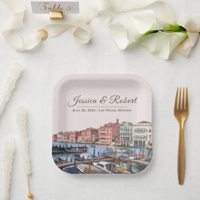 Painting of Grand Canal, Venice, Italy Paper Plate (Wedding)