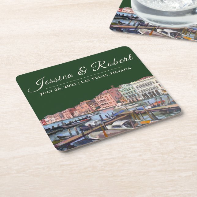 Painting of Grand Canal, Venice, Italy Square Pape Paper Coaster (Angled)