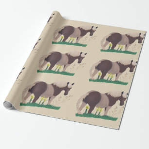Painting of Horse Standing Looking, Grass Wrapping Paper