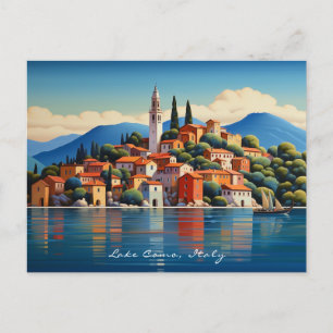 Painting of Lake Como   Italy Travel   Art Postcard
