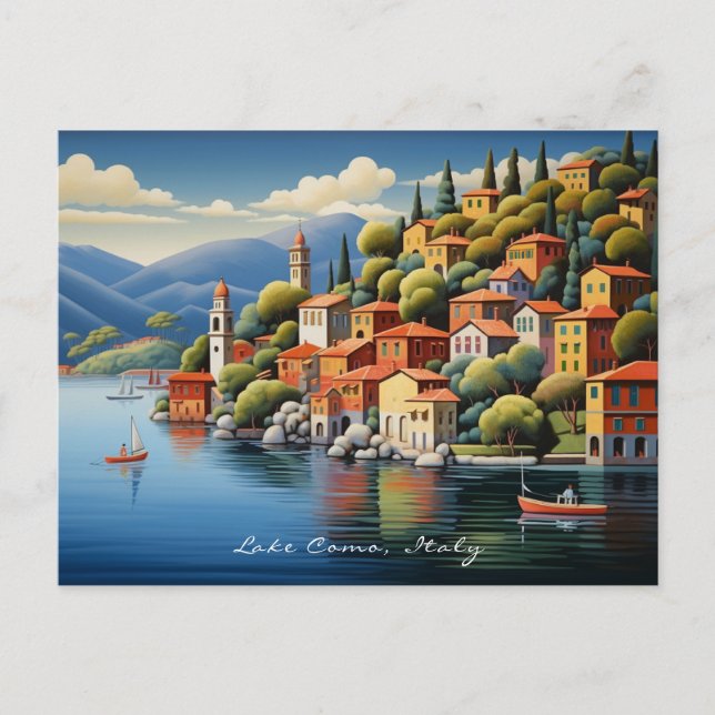 Painting of Lake Como Landscape Italy Travel | Art Postcard (Front)