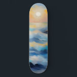 Painting of light blue sea waves under the sun skateboard<br><div class="desc">Painting of dark blue sea waves under the sun</div>
