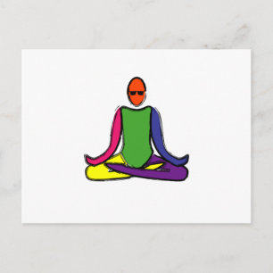 Painting of lotus yoga pose. postcard