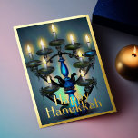 Painting of Menorah Happy Hanukkah Gold Blue<br><div class="desc">Painting of Menorah Happy Hanukkah Gold Blue</div>