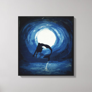 painting of mermaid jumping out from water canvas print