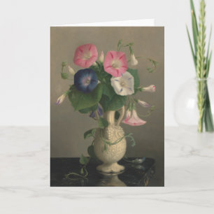 Painting of Morning Glories in a Vase Card