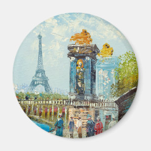Painting Of Paris Eiffel Tower Scene Magnet