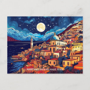 Painting of Positano Amalfi Coast Italy Art Travel Postcard