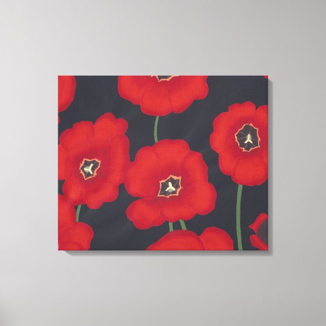 Painting of Red Tulips on Black Wrapped Canvas (Front)