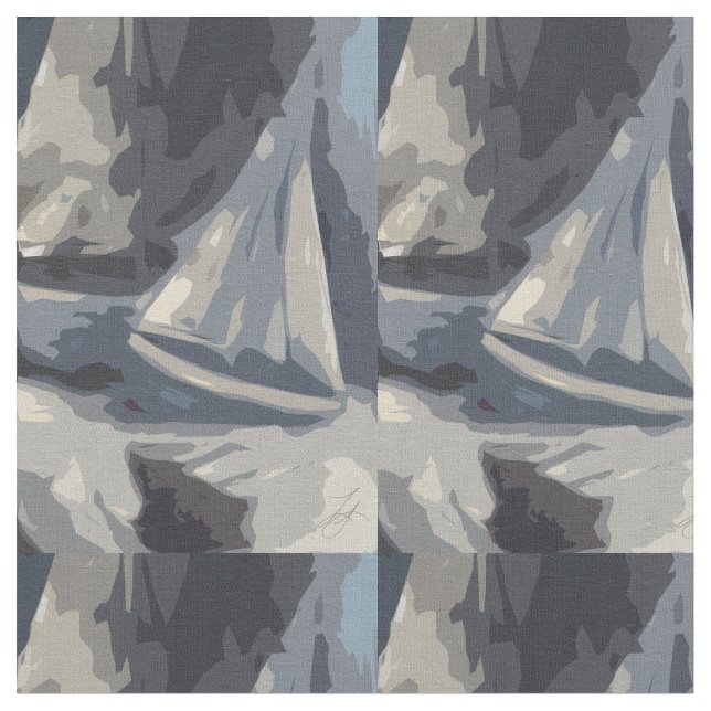 Painting of sailboat fabric (Close Up)
