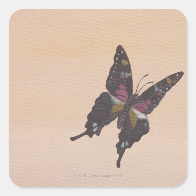 Painting of swallowtail butterfly square sticker (Front)