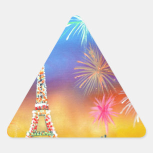 Painting of the Eiffel Tower in Paris Triangle Sticker