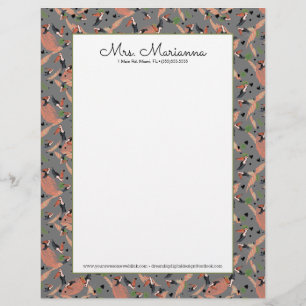 Painting of Toucans and Greenery Bird  Pattern Custom Letterhead