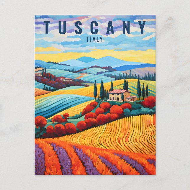 Painting of Tuscany at Sunset | Italy Travel | Art Postcard (Front)