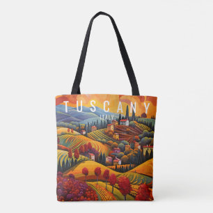 Painting of Tuscany at Sunset Italy Travel Art Tote Bag