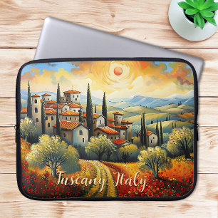 Painting of Tuscany in Autumn Italy Travel Art Laptop Sleeve