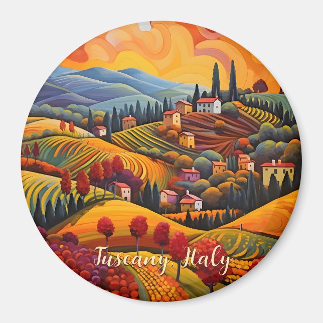 Painting of Tuscany in Autumn | Italy | Travel Art Magnet (Front)