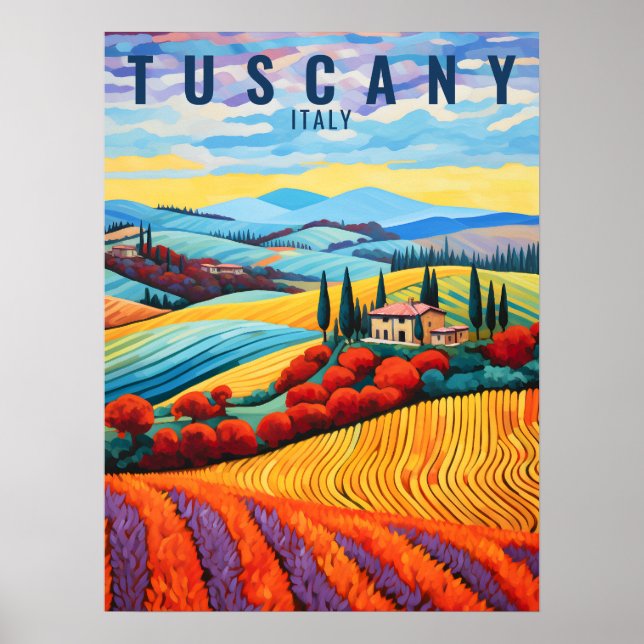 Painting of Tuscany in Autumn | Italy Travel | Art Poster (Front)