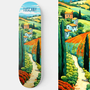 Painting of Tuscany Italy   Travel Art Skateboard