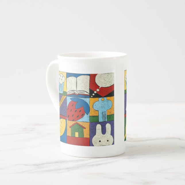 Painting of Various Objects by Chariklia Zarris Bone China Mug (Front Left)