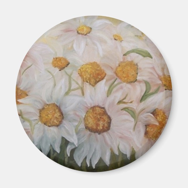 Painting of white daisies garden magnet (Front)