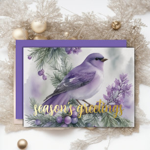 Painting of Winter Bird Purple