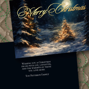 Painting of Winter Serenity Christmas Night Card