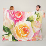 Painting of Yellow and Pink Roses Fleece Blanket<br><div class="desc">Painting of Yellow and Pink Roses</div>