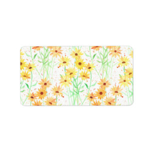 Painting of yellow echinacea flowers label