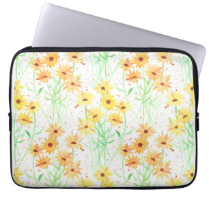 Painting of yellow echinacea flowers laptop sleeve