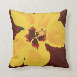 Painting of Yellow Hawaiian Hibiscus Pillow