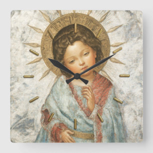 Painting of Young Savior Jesus Square Wall Clock