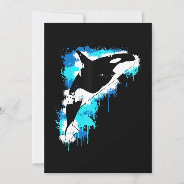 Painting | Orca Whale Watercolor Painting Artful Invitation (Front)