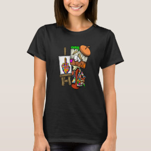 Painting Paint Brush Easel Colourful Middle Finger T-Shirt
