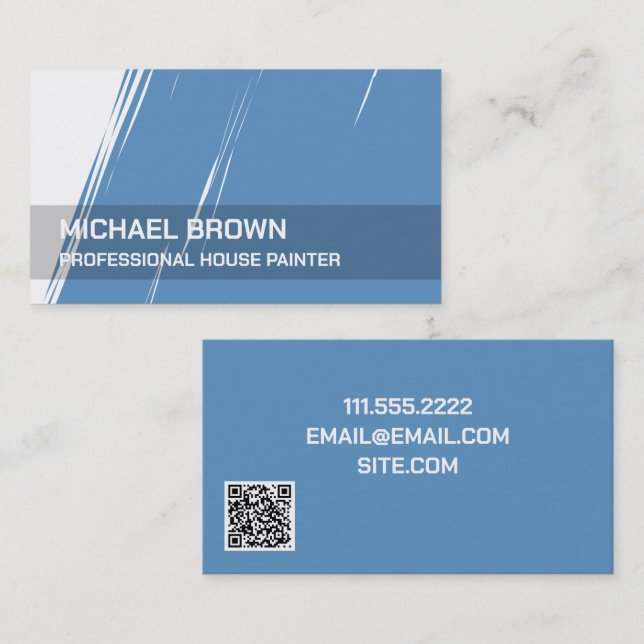 Painting Painter QR Blue Business Card (Front/Back)