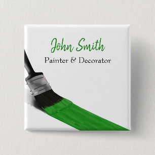 Painting Painter Service Company Brush Green 15 Cm Square Badge