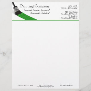 Painting Painter Service Company Brush Green Custom Letterhead
