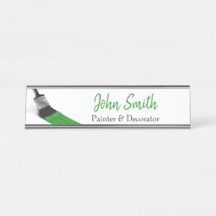 Painting Painter Service Company Brush Green Desk Name Plate