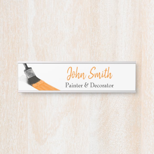 Painting Painter Service Company Brush Orange Door Sign (Front)